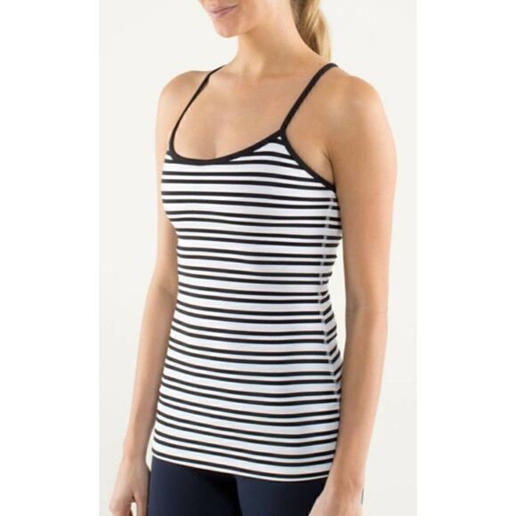 Lululemon Twin Stripe Black & white Power Y Tank Size 6 - Picture 1 of 6